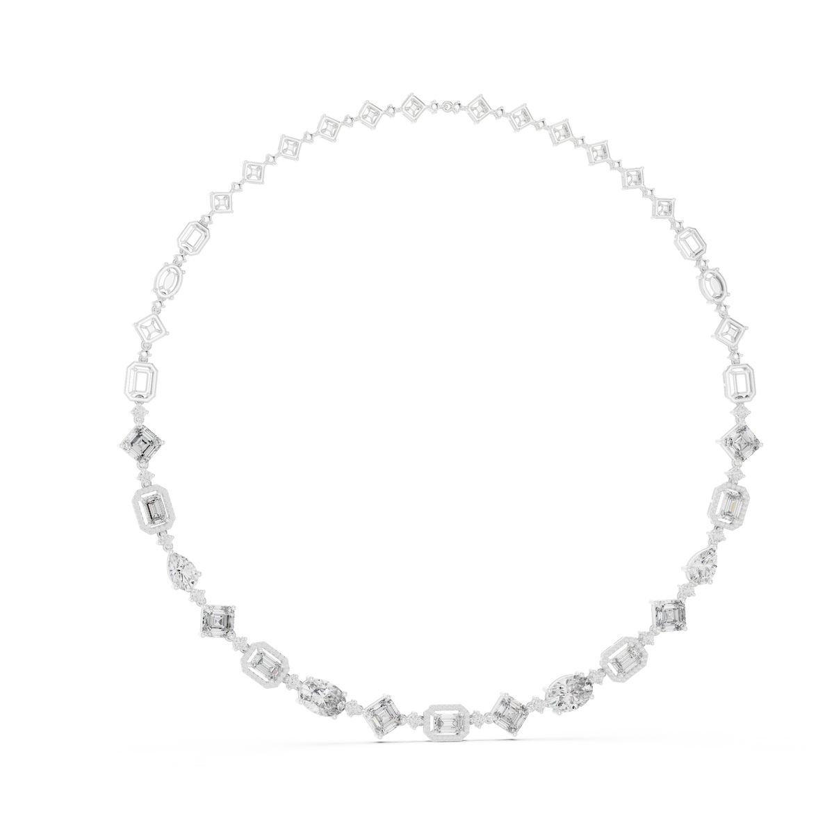 Round, Pear, Emerald,  Shapes Lab Grown Diamond 18k Solid Gold Vintage Classic Diamond Necklace - HIGHCARAT DIAMONDS