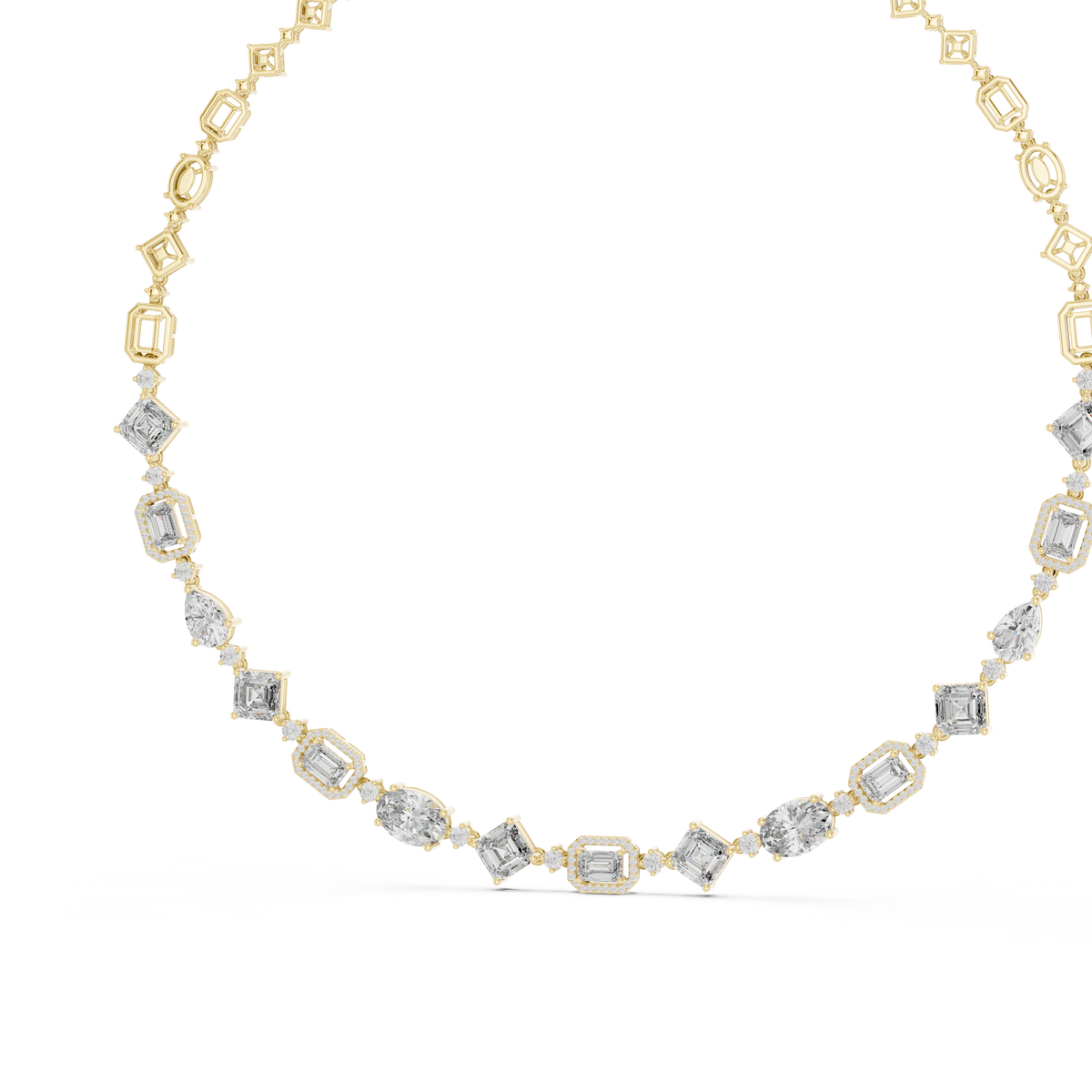 Round, Pear, Emerald,  Shapes Lab Grown Diamond 18k Solid Gold Vintage Classic Diamond Necklace - HIGHCARAT DIAMONDS