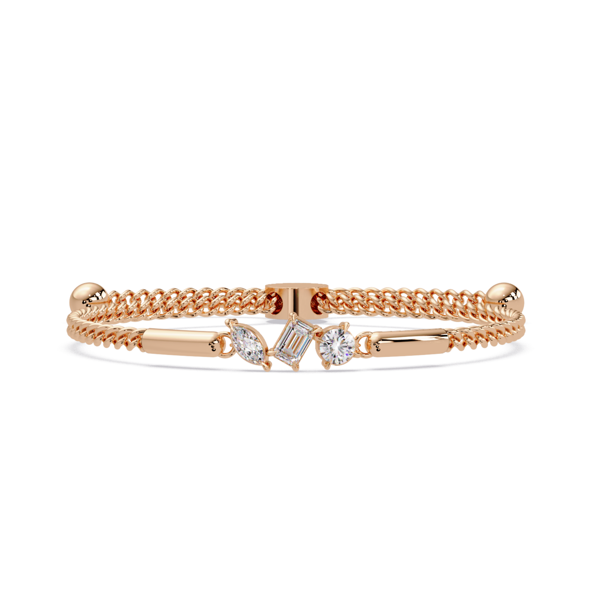 Multi Shape Lab Grown Diamond Rose Gold Bracelet - HIGHCARAT DIAMONDS