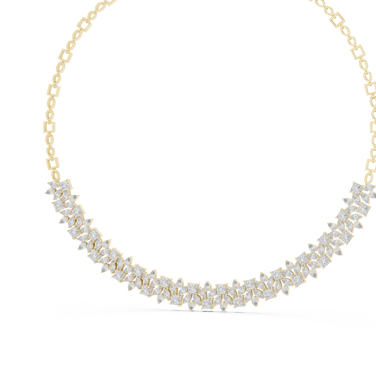 statement necklace with alternating diamond shapes