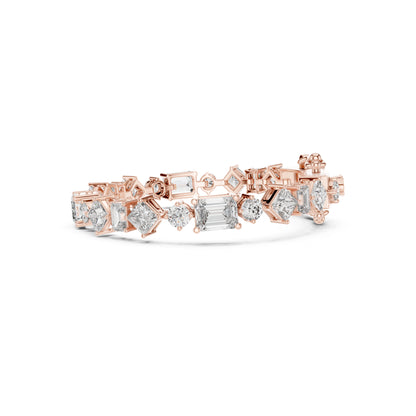 Side profile of multi shape diamond bracelet with secure clasp setting
