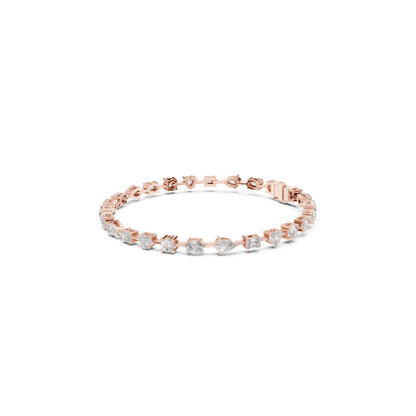 4.77Ct Multi Shape Diamond Vintage Cluster 14k Solid Rose Gold Dainty Perfect Handmade Party Wear Tennis Bracelet Gift For Her - HIGHCARAT DIAMONDS
