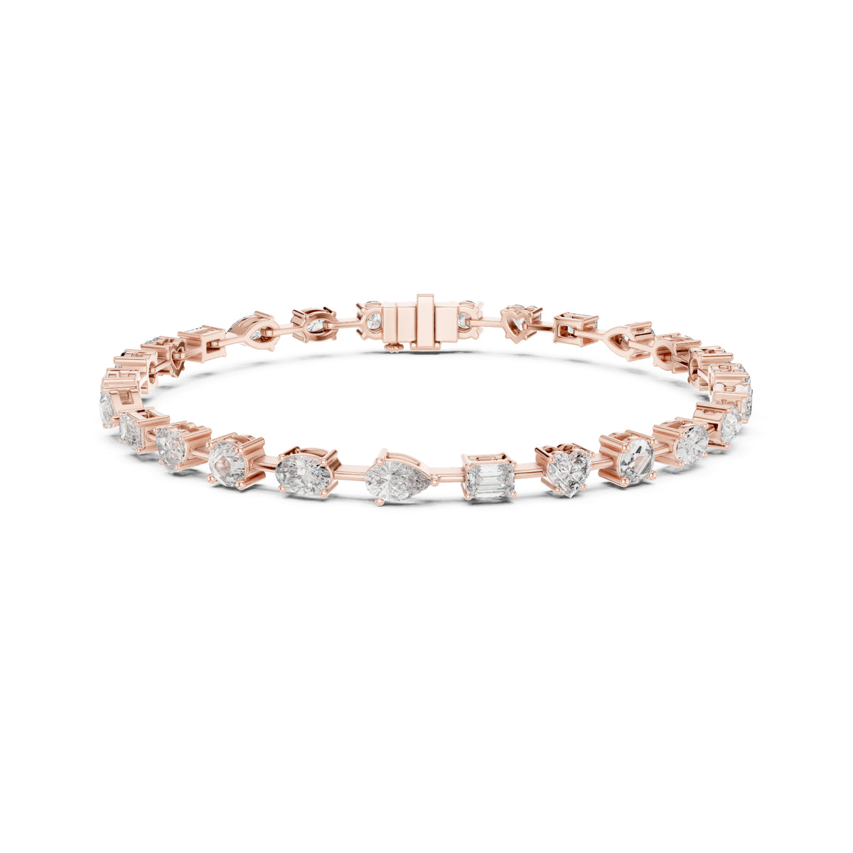 4.77Ct Multi Shape Diamond Vintage Cluster 14k Solid Rose Gold Dainty Perfect Handmade Party Wear Tennis Bracelet Gift For Her - HIGHCARAT DIAMONDS