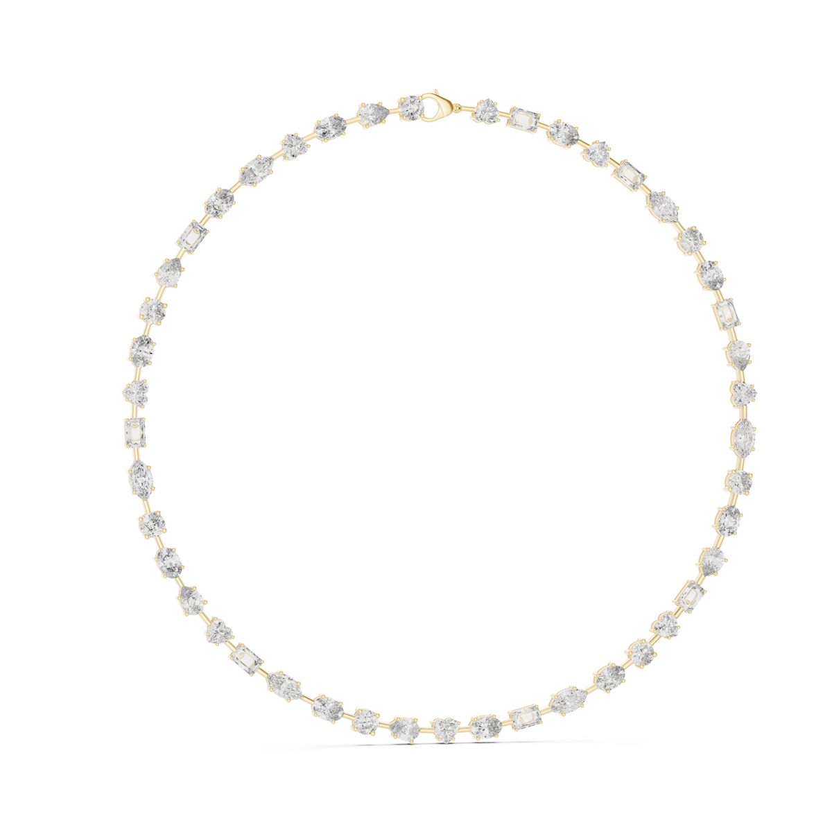 All Multiple Shape  Lab Grown Diamond 14K Solid Gold Esthetic Diamond Necklace For Her - HIGHCARAT DIAMONDS