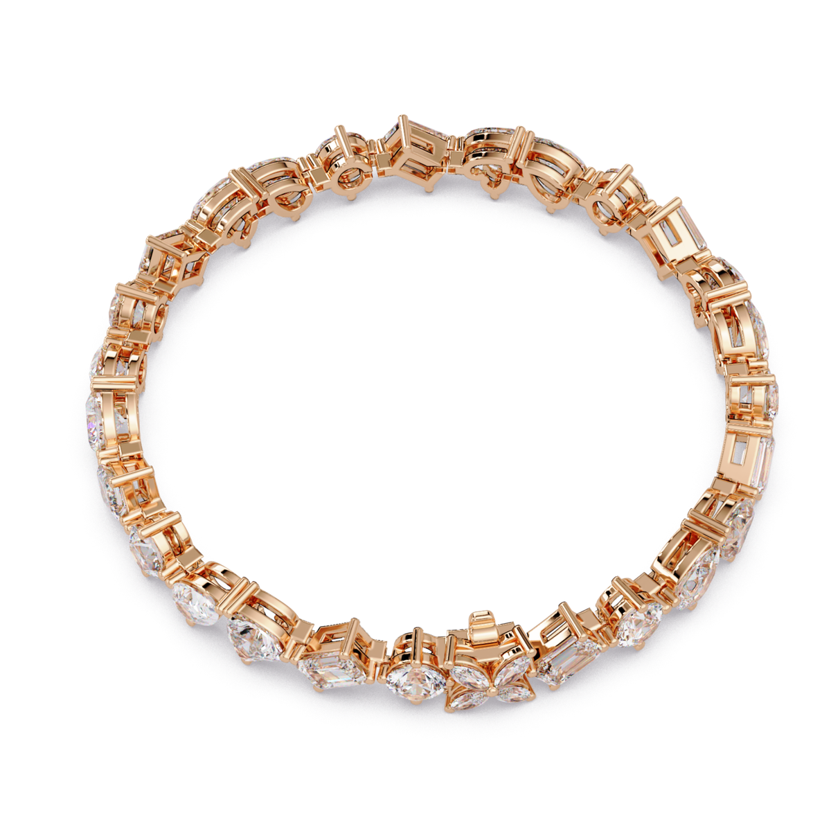 Multi Shape Lab Grown Diamond Tennis Rose Gold Bracelet - HIGHCARAT DIAMONDS
