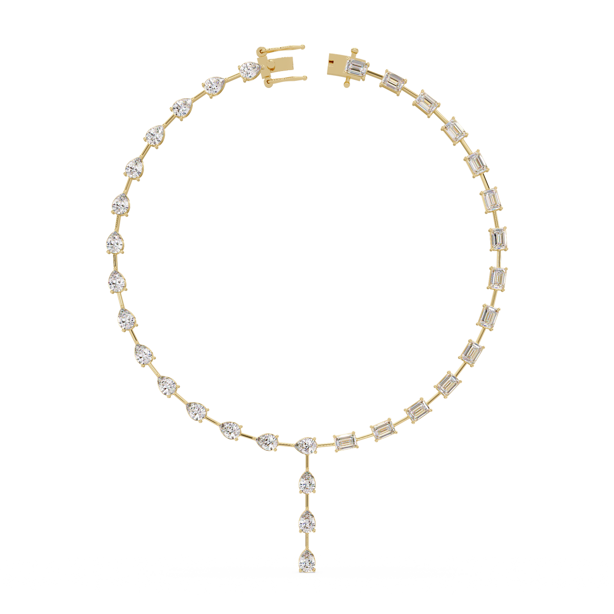 Multiple Shape Lab-Grown Diamond Drops Gold Tennis Necklace - HIGHCARAT DIAMONDS