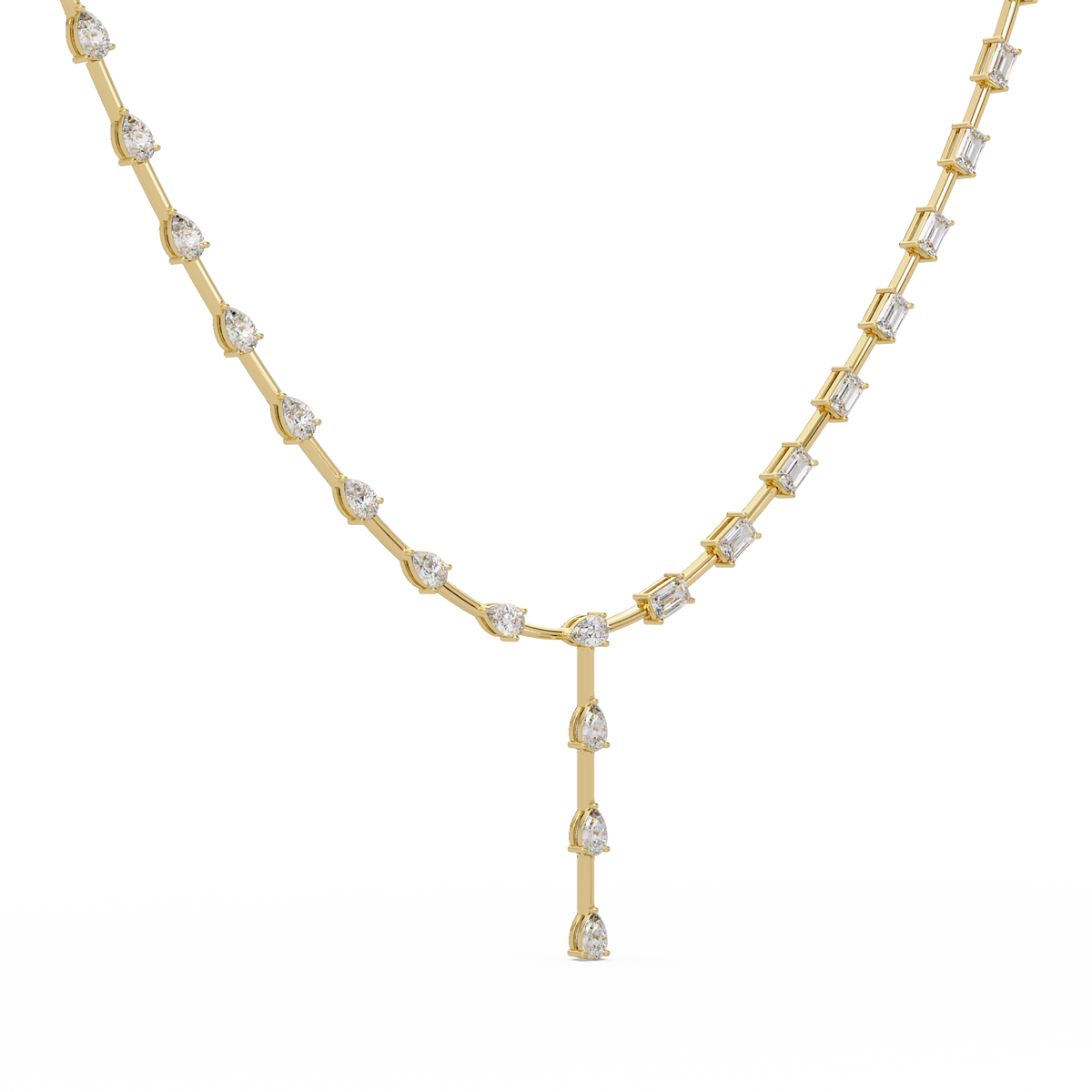 Multiple Shape Lab-Grown Diamond Drops Gold Tennis Necklace - HIGHCARAT DIAMONDS