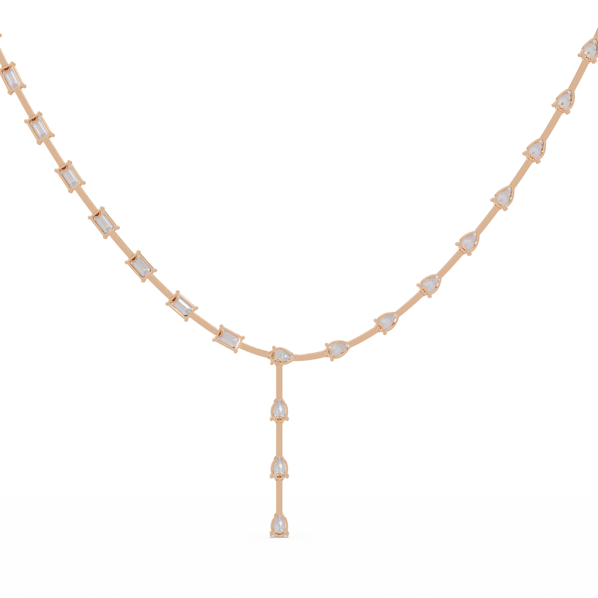 Multiple Shape Lab-Grown Diamond Drops Gold Tennis Necklace - HIGHCARAT DIAMONDS