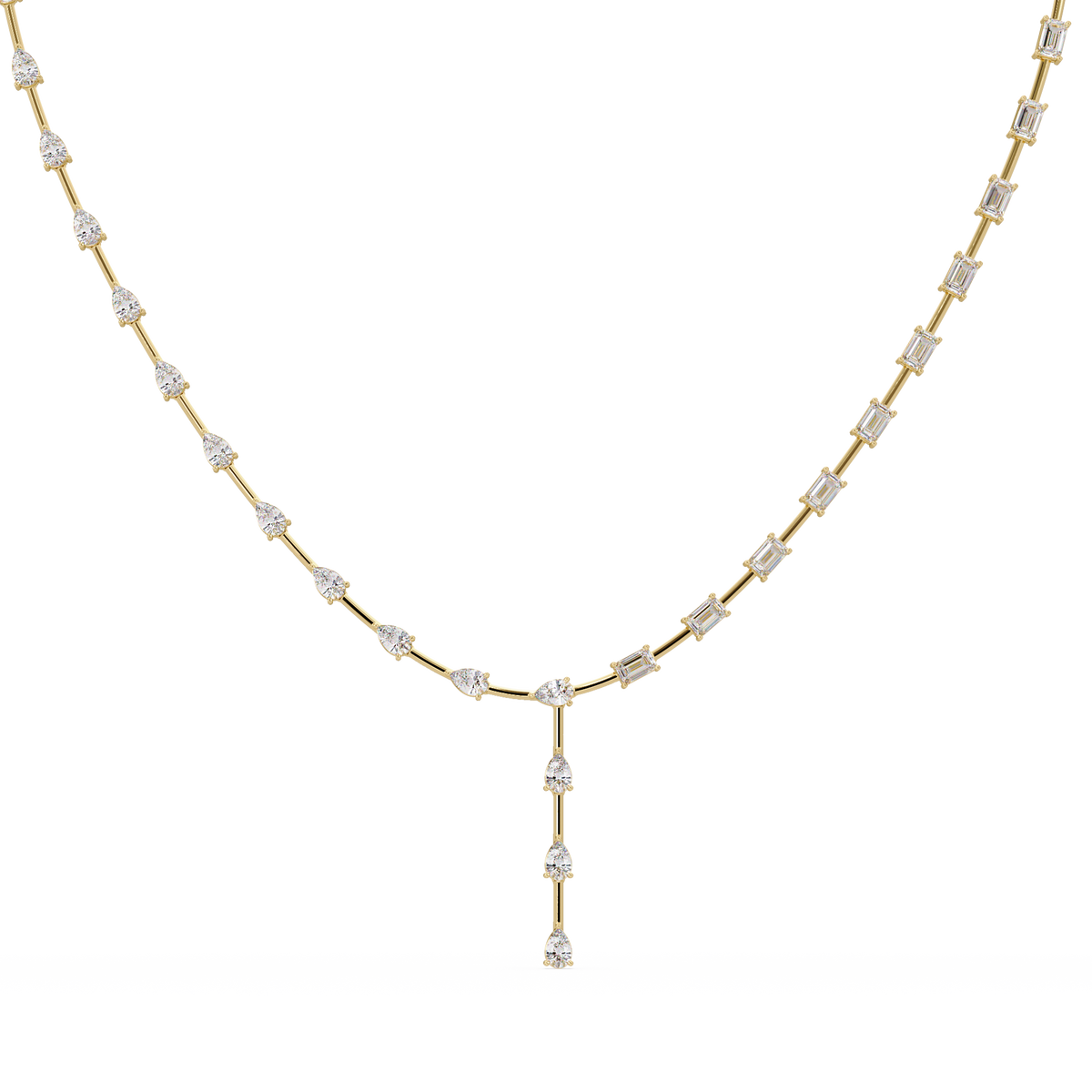 Multiple Shape Lab-Grown Diamond Drops Gold Tennis Necklace - HIGHCARAT DIAMONDS