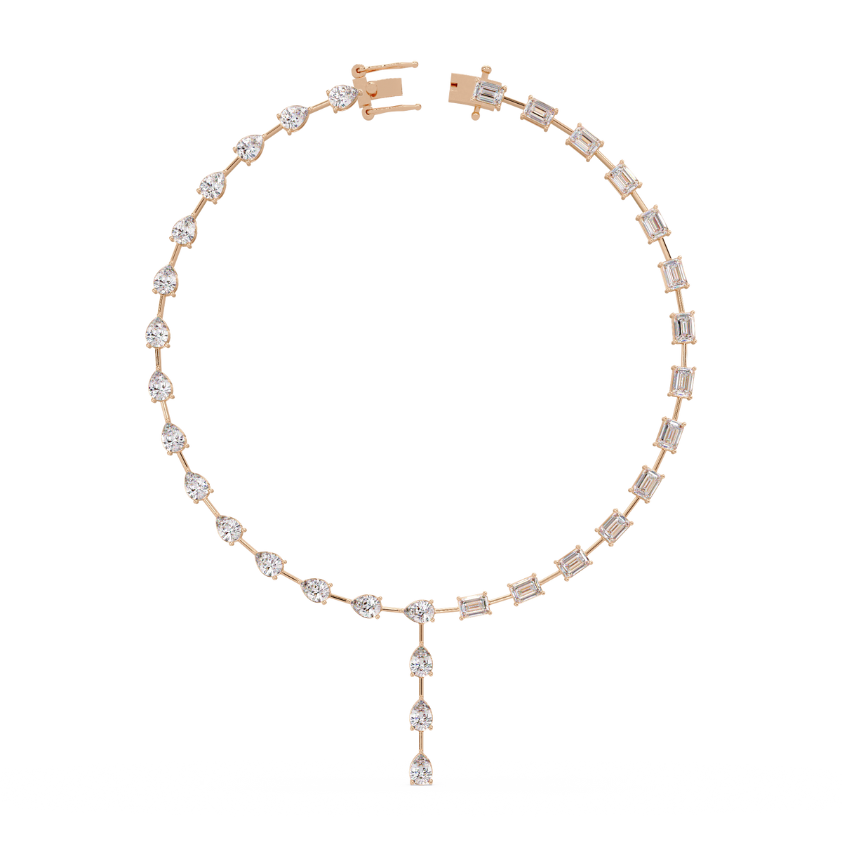 Multiple Shape Lab-Grown Diamond Drops Gold Tennis Necklace - HIGHCARAT DIAMONDS