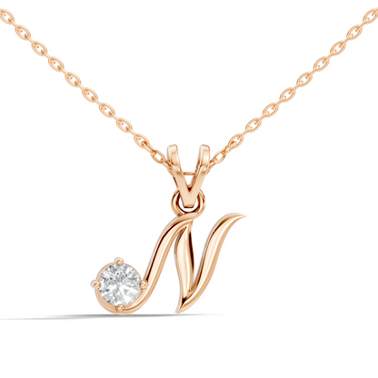 Round Shape Lab Grown Diamond 14k Solid Rose Gold Diamond Pendant For Occasionally Wear - HIGHCARAT DIAMONDS