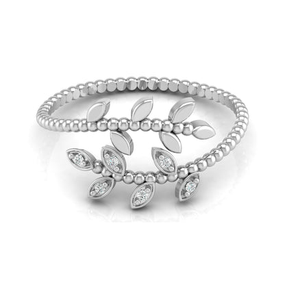 Olive Leaf Wrap Diamond Ring For Women's Beaded Band Nature-Inspired Ring In 14K Solid Gold - HIGHCARAT DIAMONDS