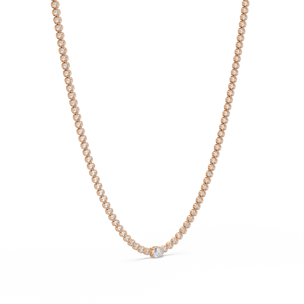 One Oval & Round Bezel Set Lab Grown Diamond Tennis Necklace - HIGHCARAT DIAMONDS