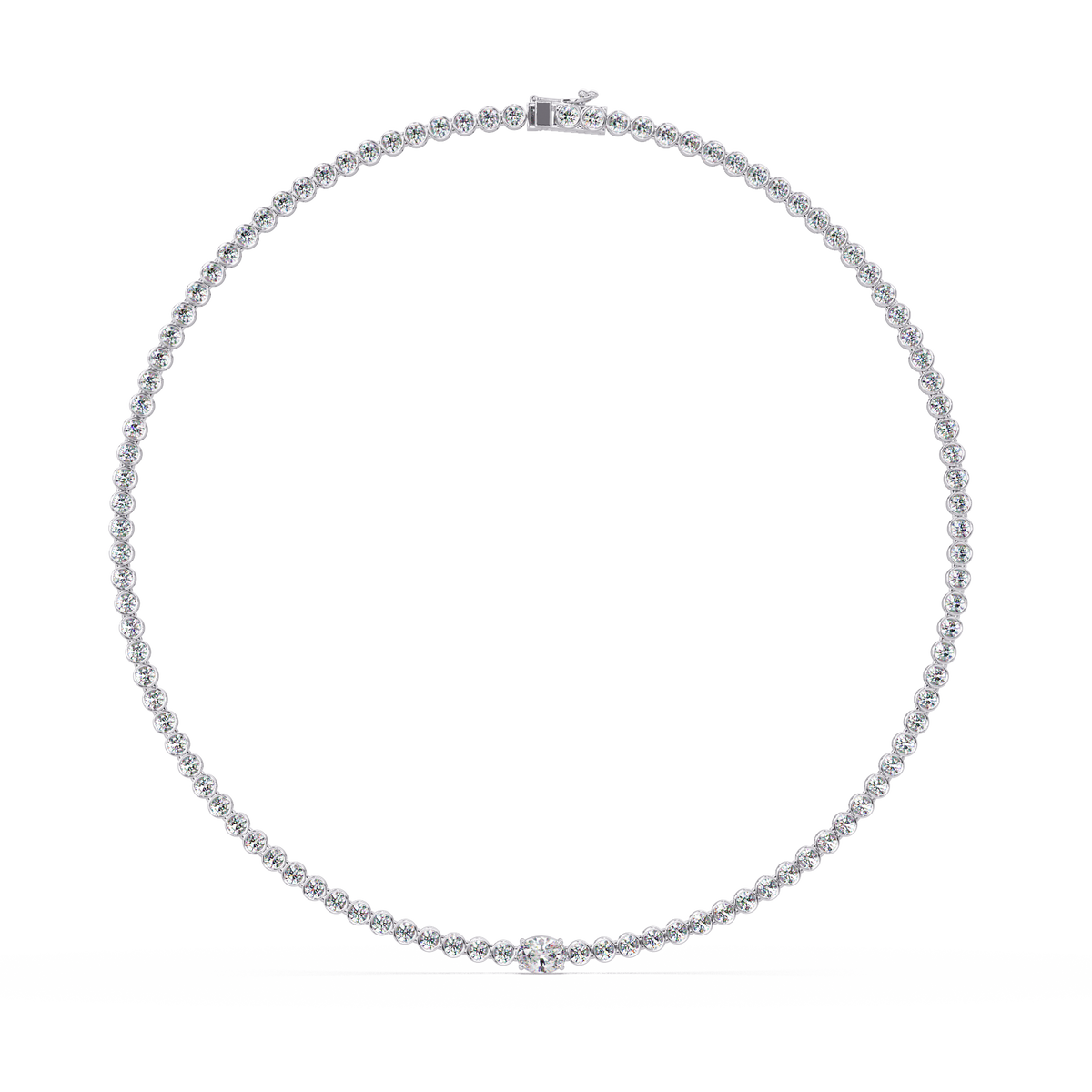 One Oval & Round Bezel Set Lab Grown Diamond Tennis Necklace - HIGHCARAT DIAMONDS