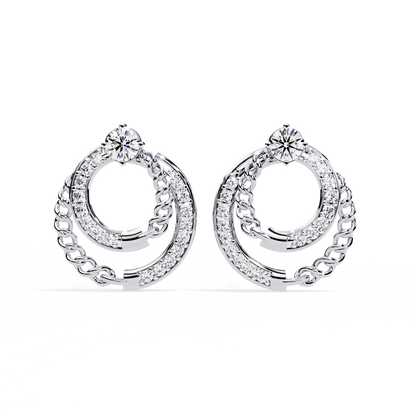 Open Circle Lab Grown Diamond Bridesmaid Stud Earrings Front View