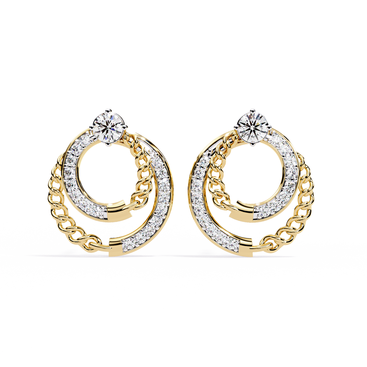 Open Circle Shape Round Cut Lab Grown Diamond Stunning Classic Handcrafted Bridesmaid Stud Earring For Her - HIGHCARAT DIAMONDS