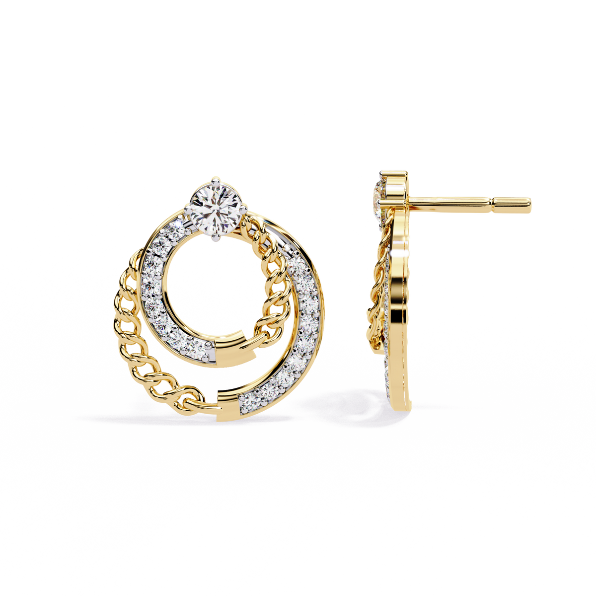 Open Circle Shape Round Cut Lab Grown Diamond Stunning Classic Handcrafted Bridesmaid Stud Earring For Her - HIGHCARAT DIAMONDS
