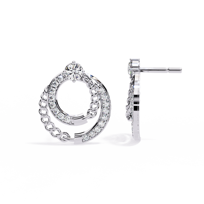 Circular Lab Grown Diamond Stud Earrings Angled Perspective