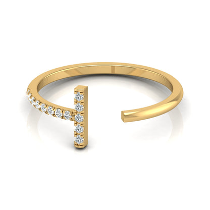 Open Cuff Ring Round Cut Labgrown Diamond Ring In 14K Solid Gold Unique And Charming Design - HIGHCARAT DIAMONDS