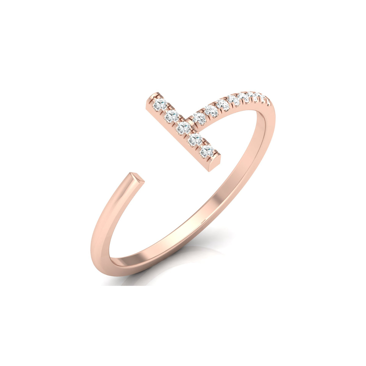 Open Cuff Ring Round Cut Labgrown Diamond Ring In 14K Solid Gold Unique And Charming Design - HIGHCARAT DIAMONDS