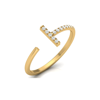 Open Cuff Ring Round Cut Labgrown Diamond Ring In 14K Solid Gold Unique And Charming Design - HIGHCARAT DIAMONDS