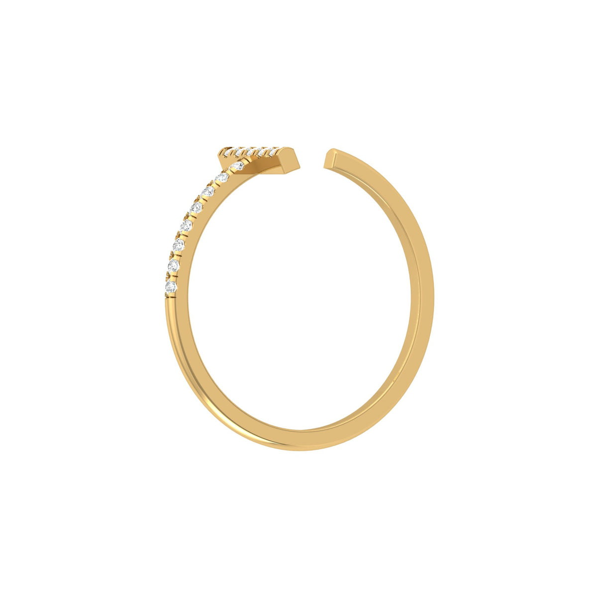 Open Cuff Ring Round Cut Labgrown Diamond Ring In 14K Solid Gold Unique And Charming Design - HIGHCARAT DIAMONDS