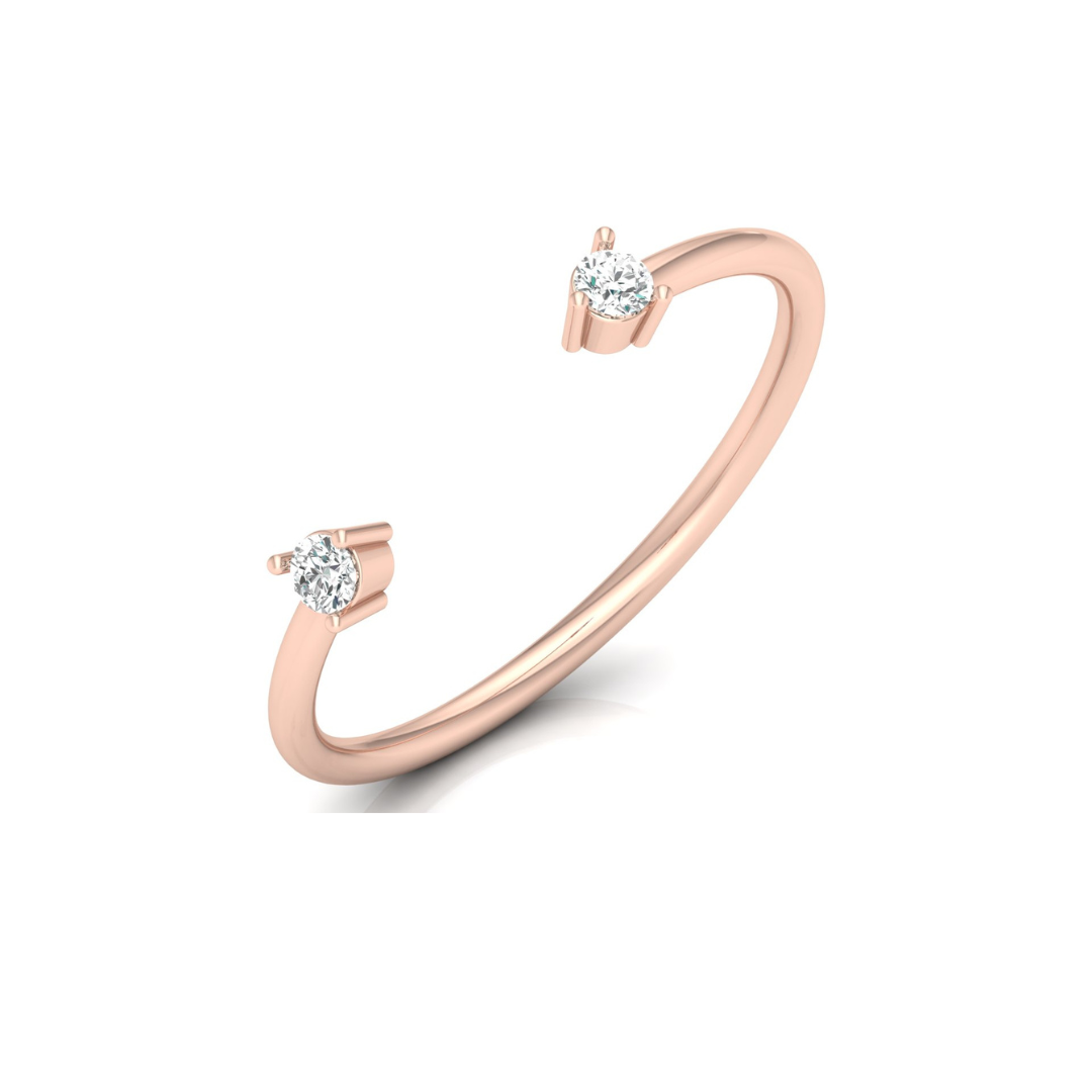 Open Cuff Round Cut Lab Grown Diamond Ring - HIGHCARAT DIAMONDS