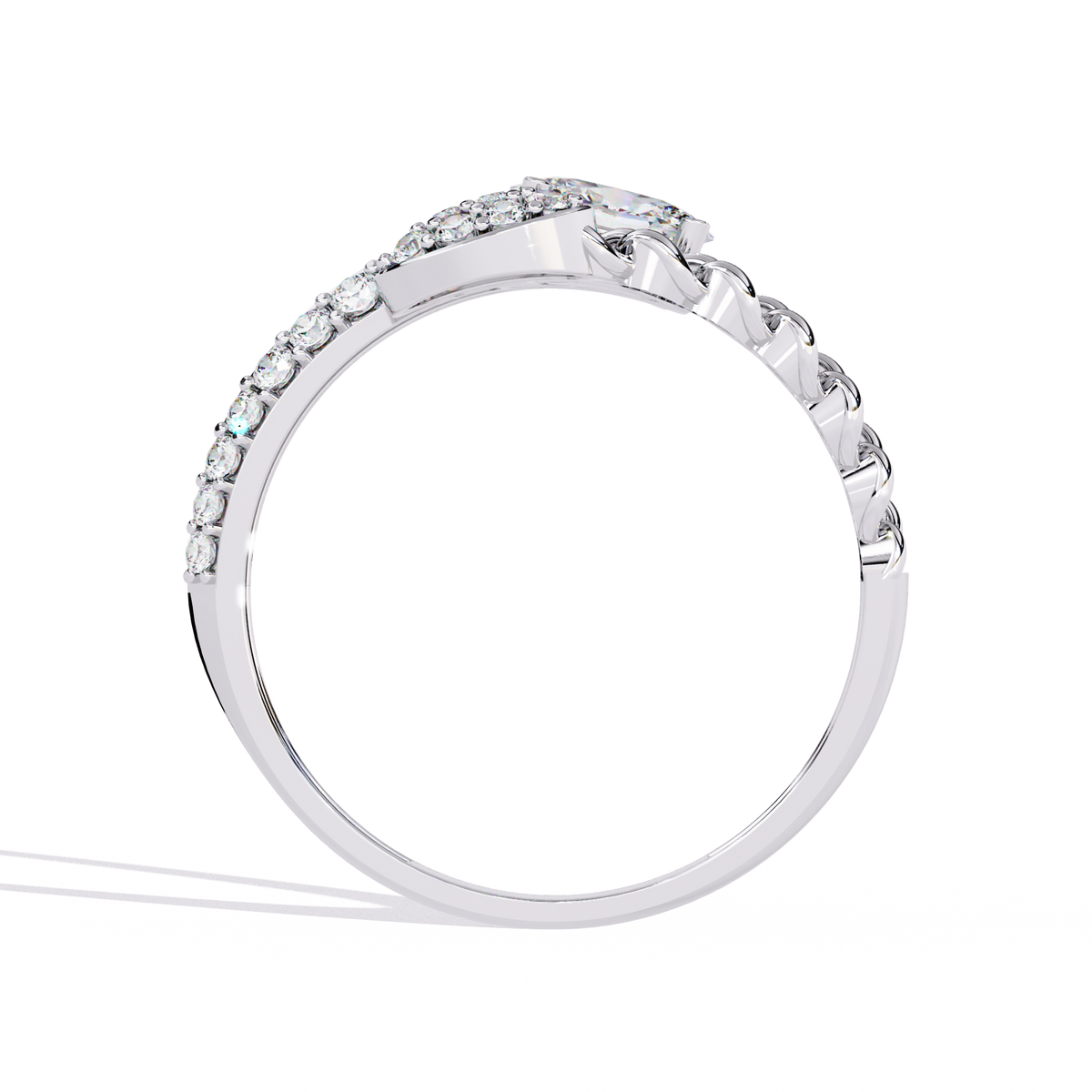 Oval And Round Cut Top Grade Lab Grown Diamond Bypass Elegant Art Deco Toi Moi Unique Engagement Ring - HIGHCARAT DIAMONDS