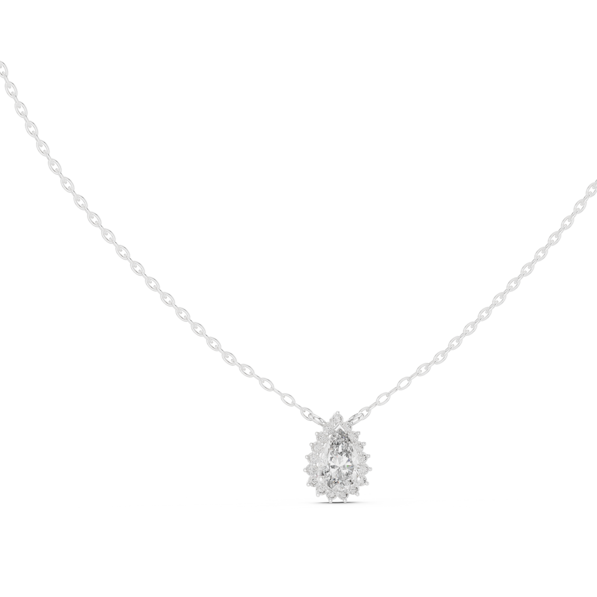 Round And Pear Shape lab grown 14k Solid Gold Diamond Pendant For Her - HIGHCARAT DIAMONDS