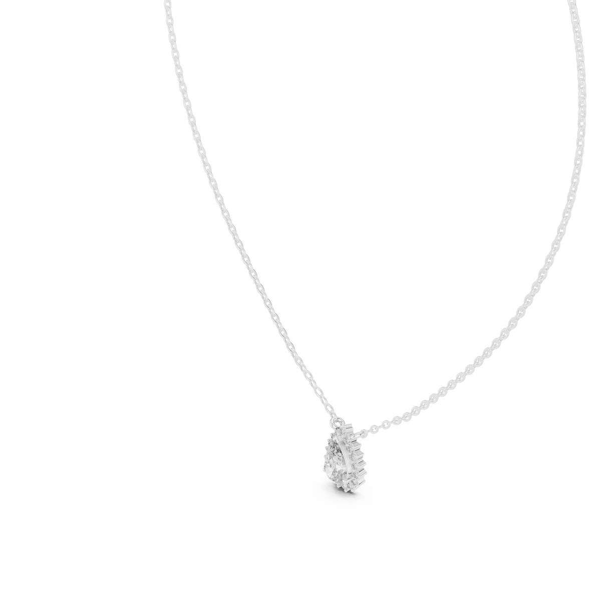 Round And Pear Shape lab grown 14k Solid Gold Diamond Pendant For Her - HIGHCARAT DIAMONDS