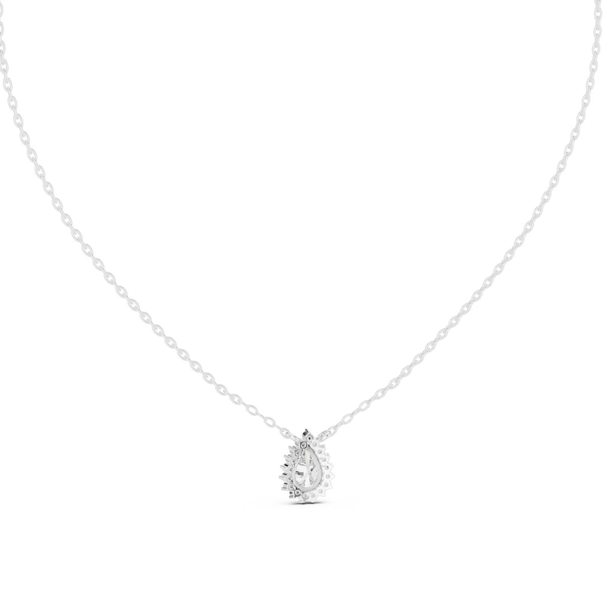 Round And Pear Shape lab grown 14k Solid Gold Diamond Pendant For Her - HIGHCARAT DIAMONDS