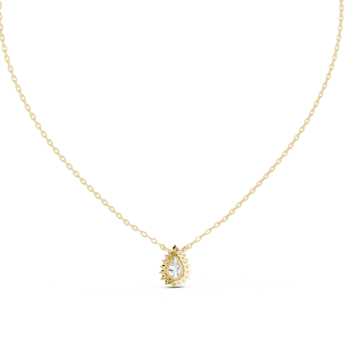 Round And Pear Shape lab grown 14k Solid Gold Diamond Pendant For Her - HIGHCARAT DIAMONDS