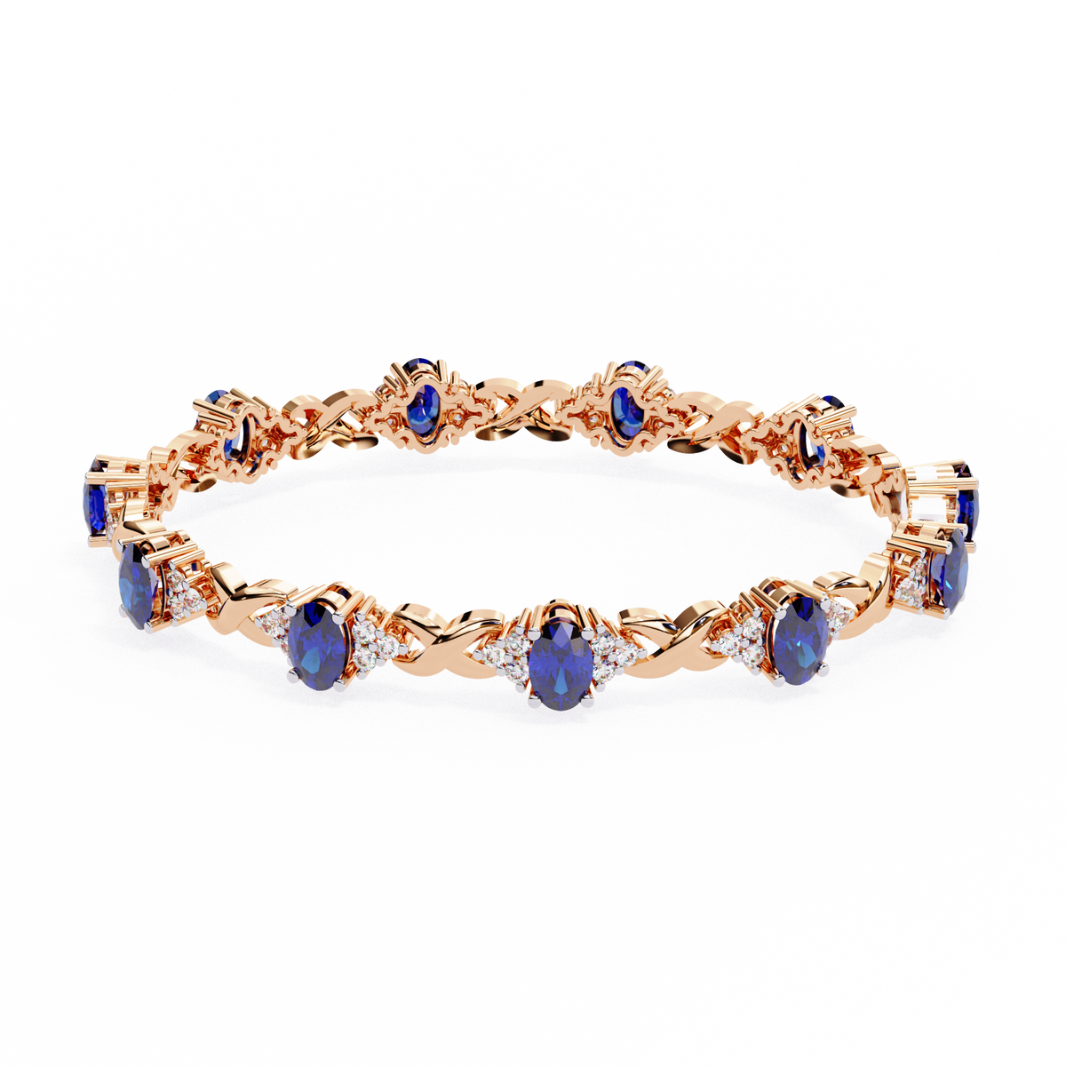 4.72Ct Oval And Round Cut Blue Fancy Diamond Minimalist Sapphire Wedding Bracelet Gift For Women's - HIGHCARAT DIAMONDS