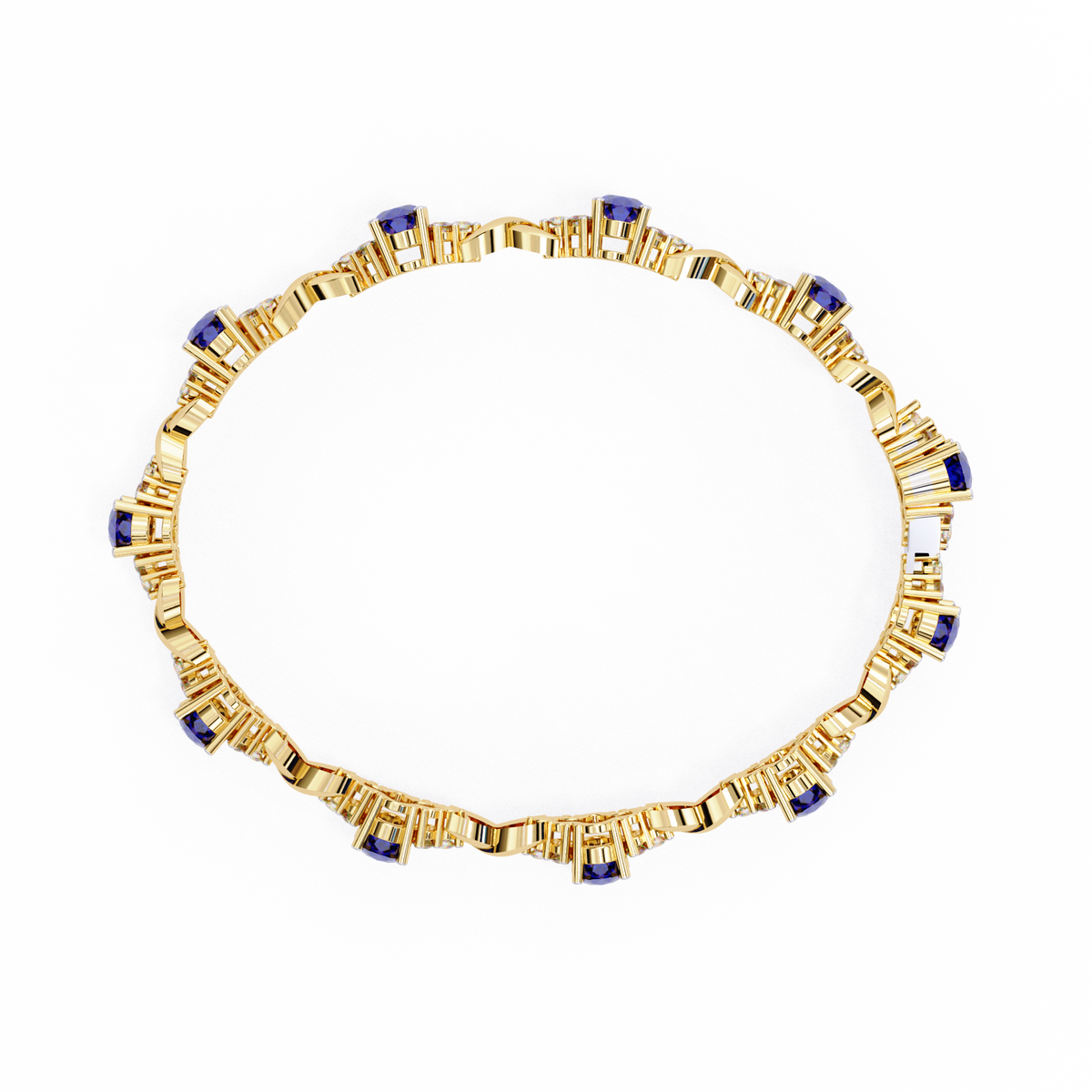 4.72Ct Oval And Round Cut Blue Fancy Diamond Minimalist Sapphire Wedding Bracelet Gift For Women's - HIGHCARAT DIAMONDS