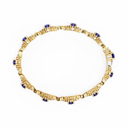 4.72Ct Oval And Round Cut Blue Fancy Diamond Minimalist Sapphire Wedding Bracelet Gift For Women's - HIGHCARAT DIAMONDS