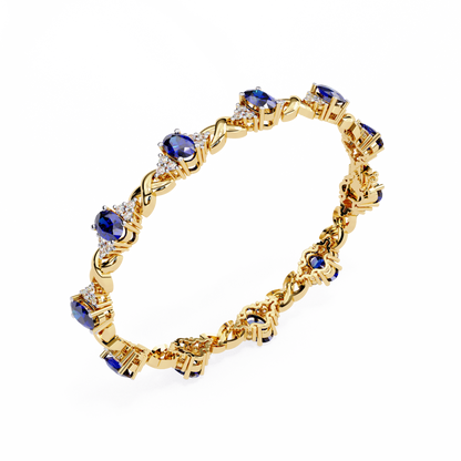 Sapphire and diamond link bracelet for women