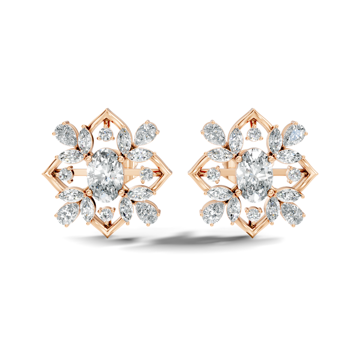 2.52 Ct Pear, Marquise, Round, & Oval Shape 10k Solid Gold Lab Grown Diamond Classic Vintage Diamond Earrings For Daily Wear - HIGHCARAT DIAMONDS