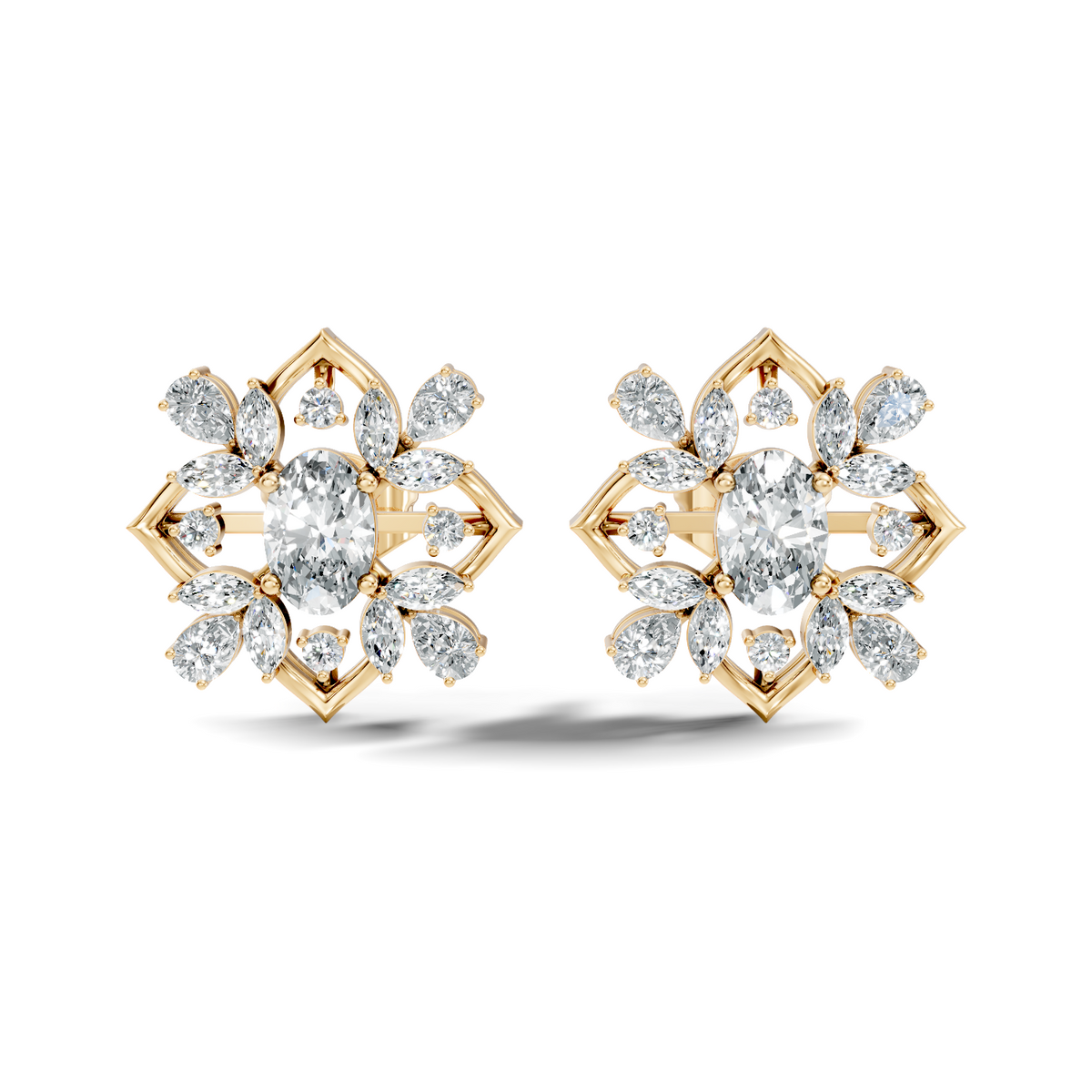 2.52 Ct Pear, Marquise, Round, & Oval Shape 10k Solid Gold Lab Grown Diamond Classic Vintage Diamond Earrings For Daily Wear - HIGHCARAT DIAMONDS