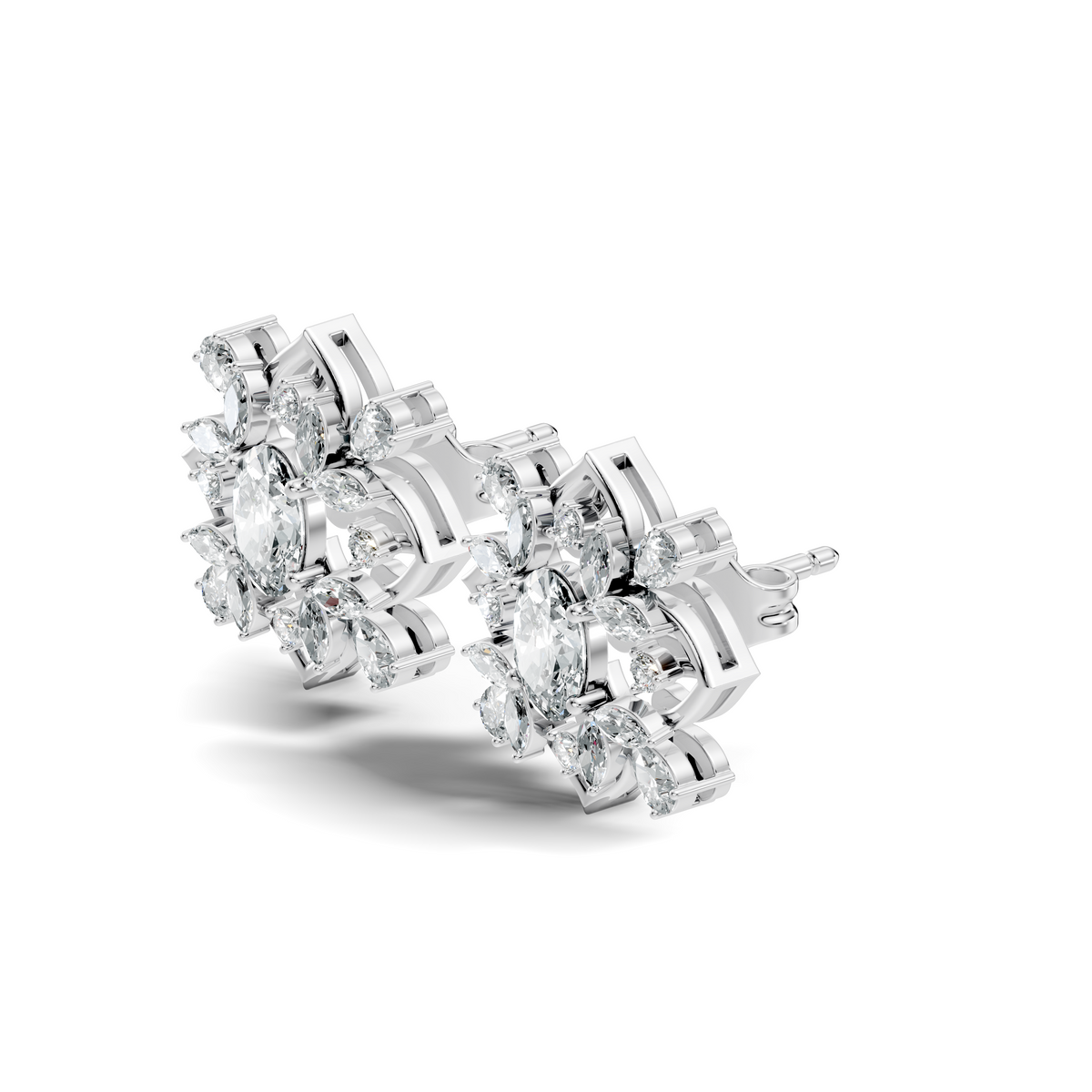 2.52 Ct Pear, Marquise, Round, & Oval Shape 10k Solid Gold Lab Grown Diamond Classic Vintage Diamond Earrings For Daily Wear - HIGHCARAT DIAMONDS