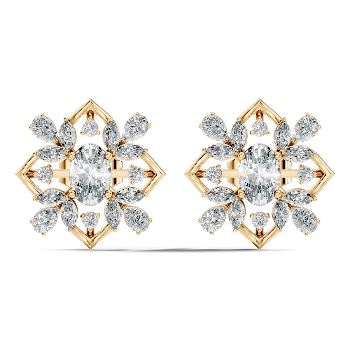 2.52 Ct Pear, Marquise, Round, & Oval Shape 10k Solid Gold Lab Grown Diamond Classic Vintage Diamond Earrings For Daily Wear - HIGHCARAT DIAMONDS