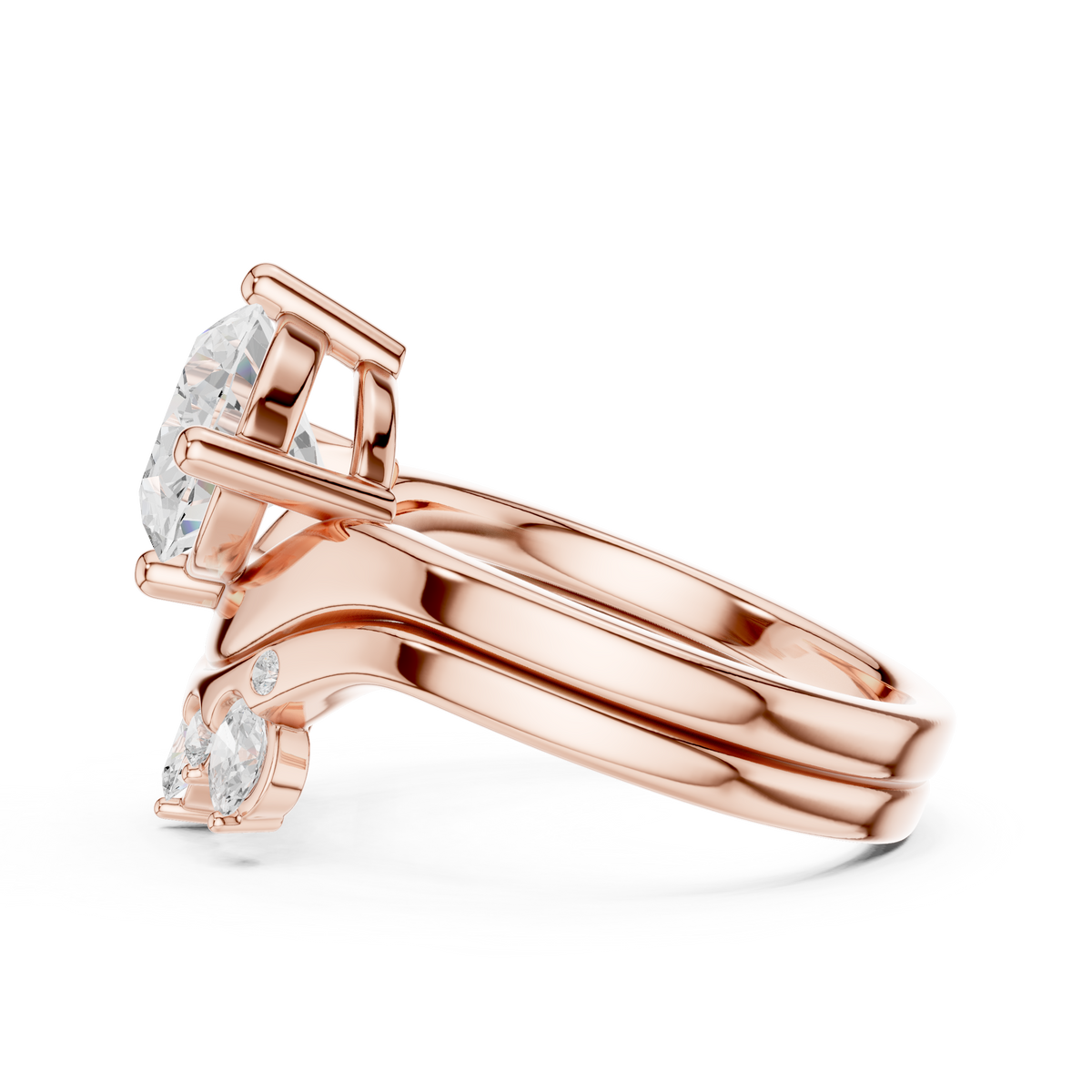2.97 Ct 14k Solid Gold Oval & Round Shape Diamond With Side Stone Vintage Classic Occasionally Wear Diamond Ring for Girl - HIGHCARAT DIAMONDS