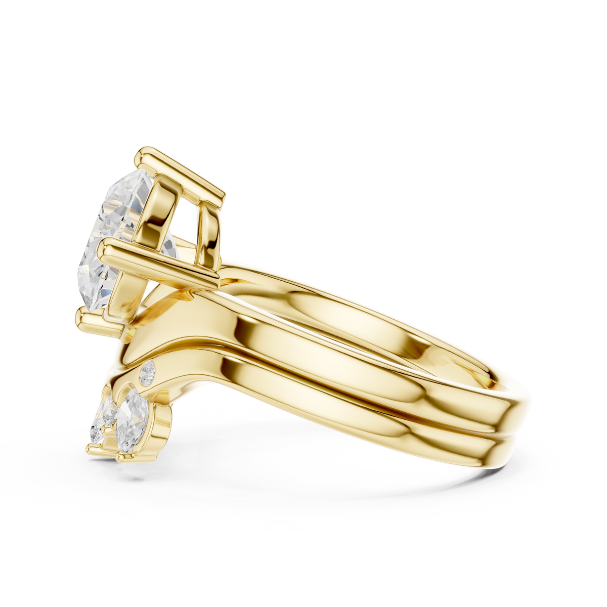 2.97 Ct 14k Solid Gold Oval & Round Shape Diamond With Side Stone Vintage Classic Occasionally Wear Diamond Ring for Girl - HIGHCARAT DIAMONDS