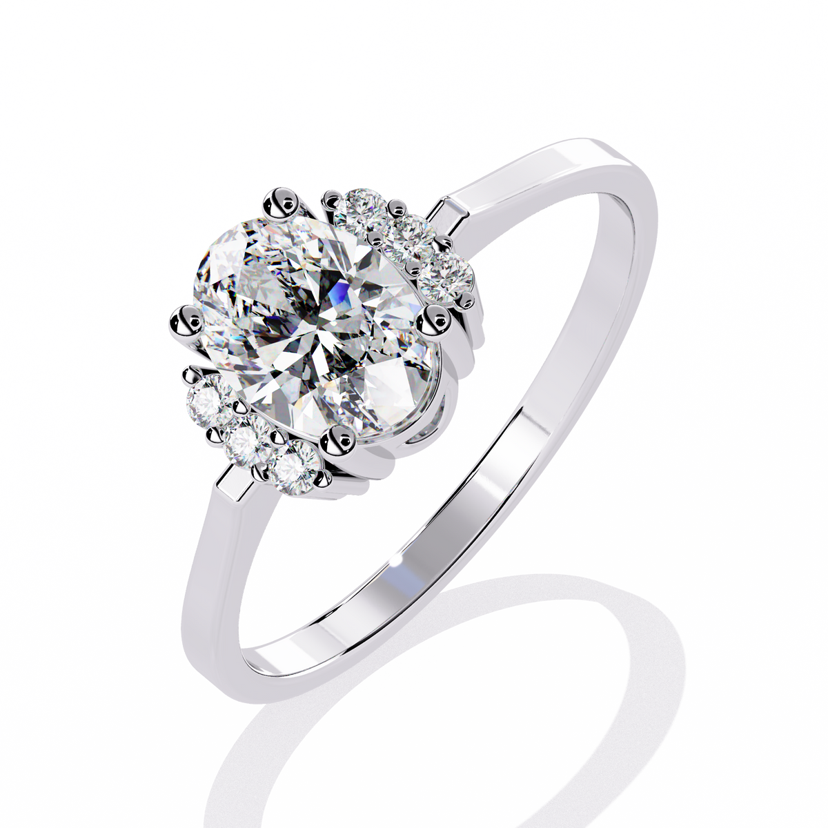 Oval Cut Diamond Cluster Halo Solitaire Ring - HIGHCARAT DIAMONDS