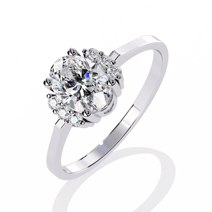 Oval Cut Diamond Cluster Halo Solitaire Ring - HIGHCARAT DIAMONDS
