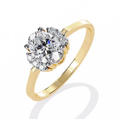 Oval Cut Diamond Cluster Halo Solitaire Ring - HIGHCARAT DIAMONDS