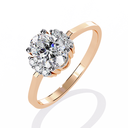 Oval Cut Diamond Cluster Halo Solitaire Ring - HIGHCARAT DIAMONDS