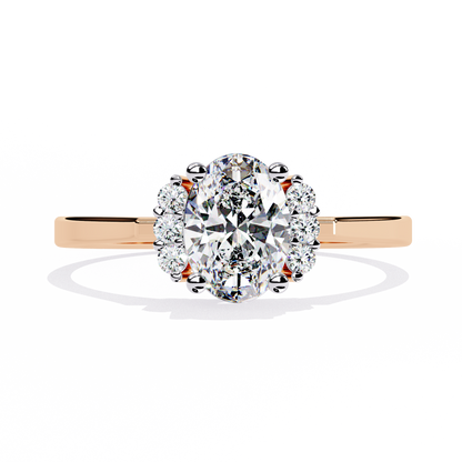 Oval Cut Diamond Cluster Halo Solitaire Ring - HIGHCARAT DIAMONDS
