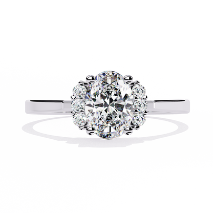 Oval Cut Diamond Cluster Halo Solitaire Ring - HIGHCARAT DIAMONDS