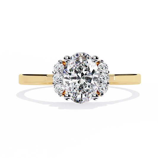 Oval Cut Diamond Cluster Halo Solitaire Ring - HIGHCARAT DIAMONDS