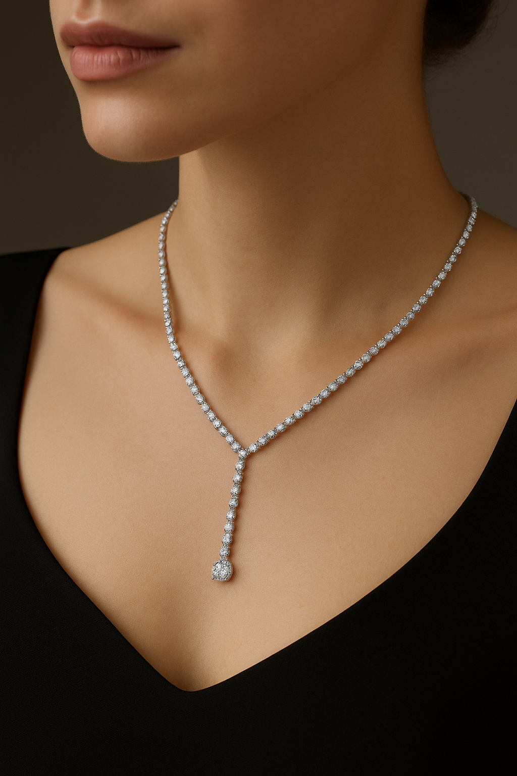 Oval Cut Drops Shape Lab Grown tennis Necklace - HIGHCARAT DIAMONDS